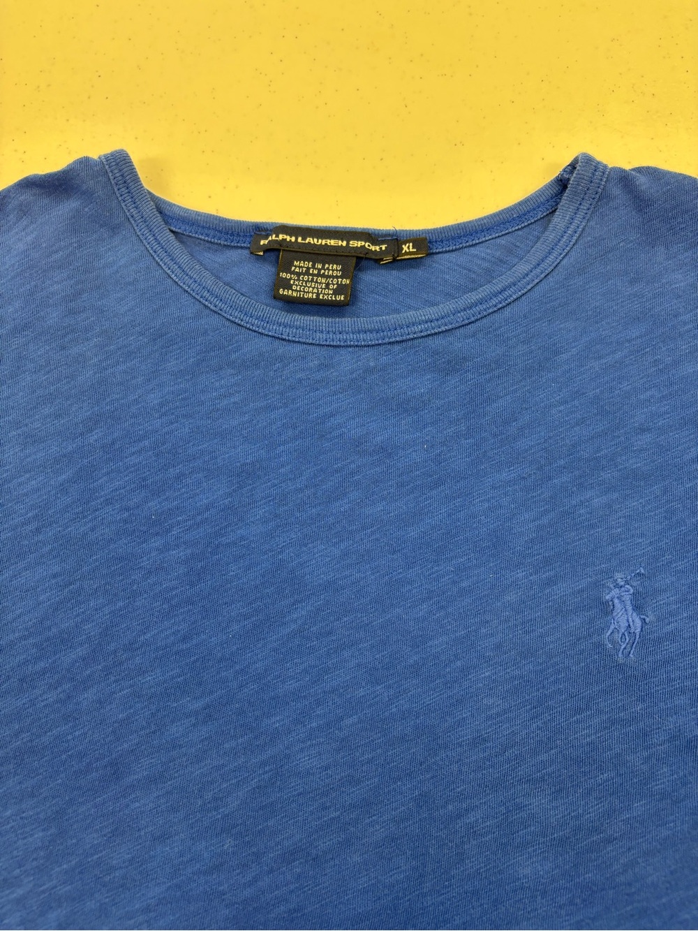 VTG RALPH LAUREN SPORT T SHIRT MEN XL BLUE 100% COTTON SMALL BLUE PONY